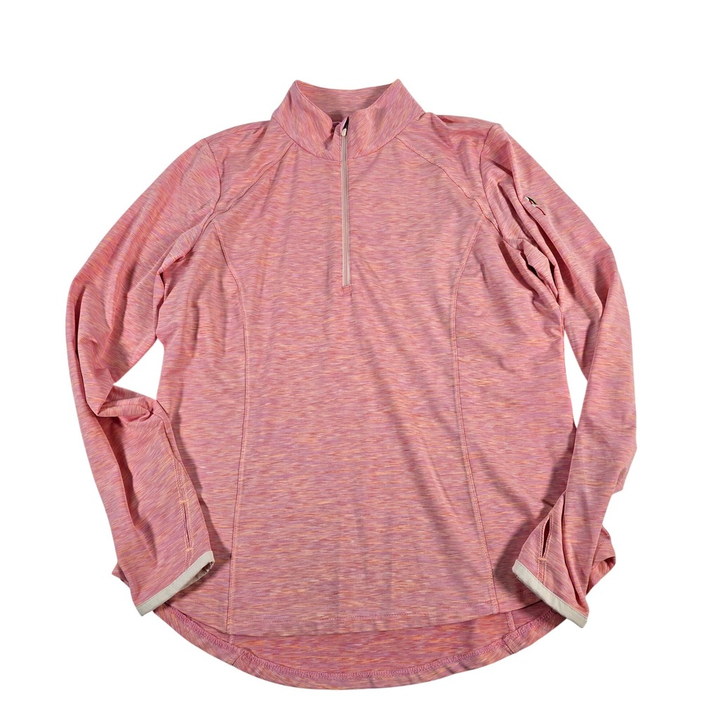 Zero Restriction Womens Pink Heathered 1/4 Zip Long Sleeve Golf Athletic Shirt L